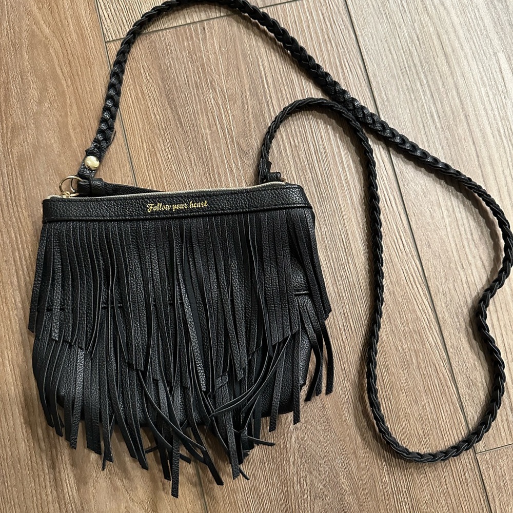 H&M black fringe purse kids